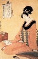 lecture d’une lettre Kitagawa Utamaro ukiyo e Bijin GA